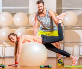 Men and women do fitness ball Stock Photo 06