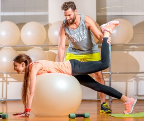 Men and women do fitness ball Stock Photo 07