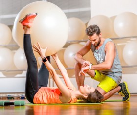 Men and women do fitness ball Stock Photo 08