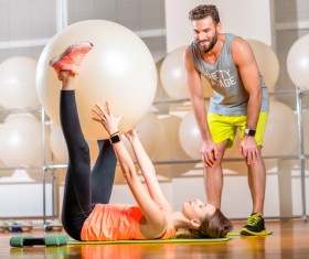 Men and women do fitness ball Stock Photo 09