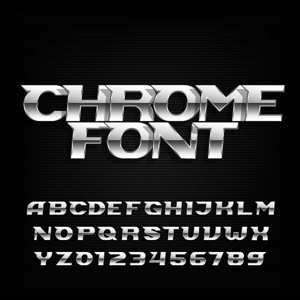 Metal Chrome Alphabet With Numbers Vector Free Download