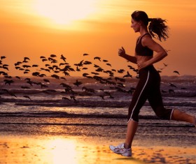 Morning exercise woman Stock Photo