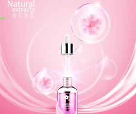 Natural extracts sakura cosmetic advertising poster vector 01