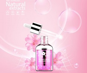 Natural extracts sakura cosmetic advertising poster vector 02