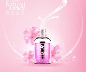 Natural extracts sakura cosmetic advertising poster vector 03