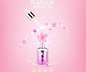Natural extracts sakura cosmetic advertising poster vector 04