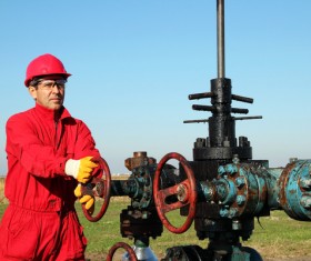 Oil workers Stock Photo