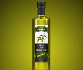 Olive oil bottle with green background vector