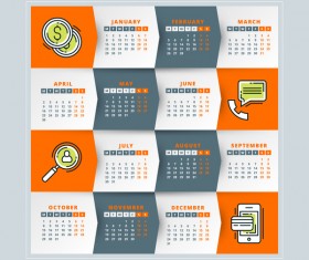 Orange with gray 2018 calendar template vectors 01