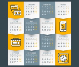 Orange with gray 2018 calendar template vectors 02
