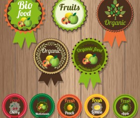 Organic fruits badge retro vector
