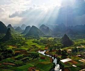 Overlooking the bucolic landscape Stock Photo