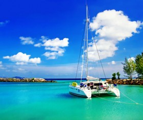 Parked yacht Stock Photo
