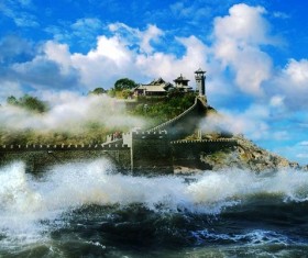 Penglai Court Mirage Wonders Stock Photo