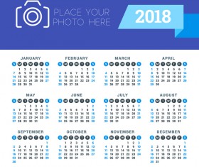 Photo with 2018 calendar vectors material