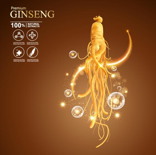 Premium ginseng cosmetics poster vector 01