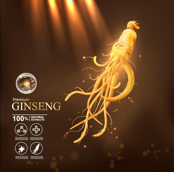 Premium ginseng cosmetics poster vector 03