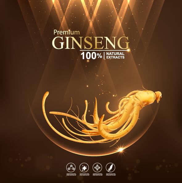 Premium ginseng cosmetics poster vector 04