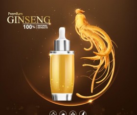 Premium ginseng cosmetics poster vector 05