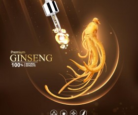 Premium ginseng cosmetics poster vector 06