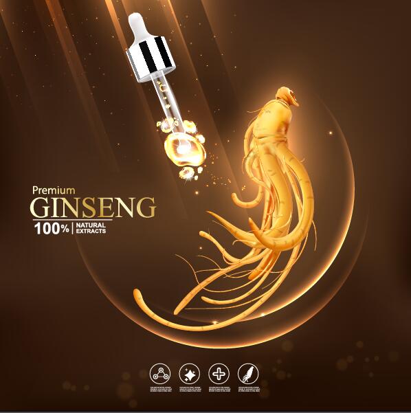 Premium ginseng cosmetics poster vector 06