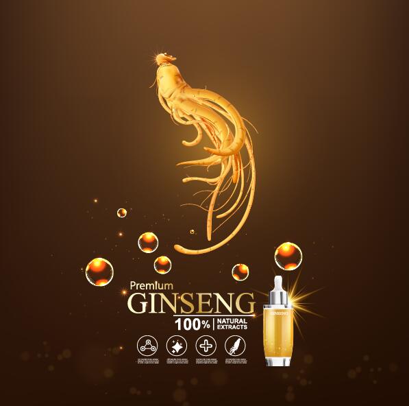 Premium ginseng cosmetics poster vector 07