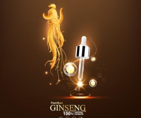 Premium ginseng cosmetics poster vector 08