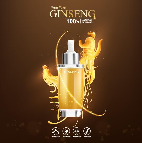 Premium ginseng cosmetics poster vector 10