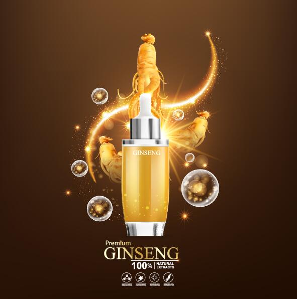Premium ginseng cosmetics poster vector 11