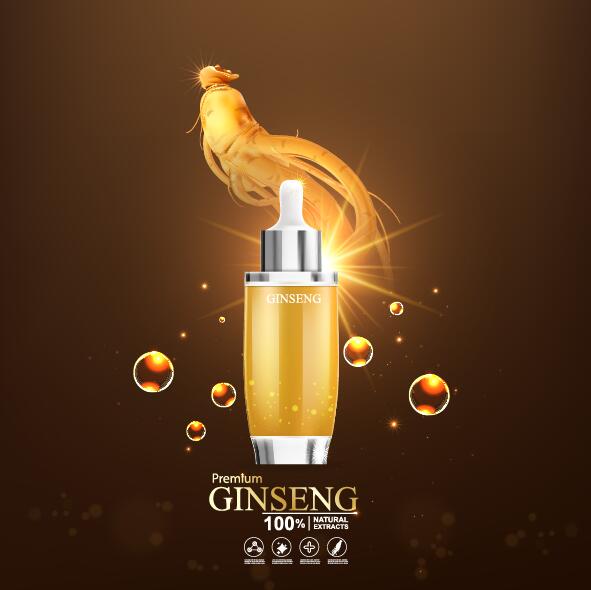 Premium ginseng cosmetics poster vector 12