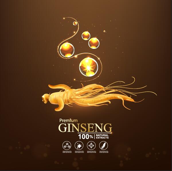 Premium ginseng cosmetics poster vector 13