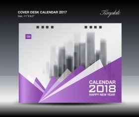 Purple cover desk calendar 2018 vector material 01