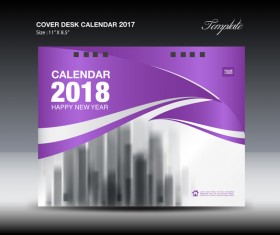 Purple cover desk calendar 2018 vector material 07