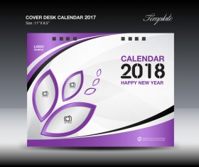 Purple cover desk calendar 2018 vector material 08