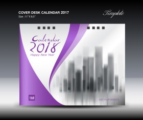 Purple cover desk calendar 2018 vector material 09