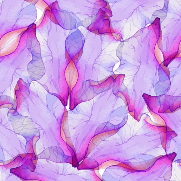 Purple watercolor flower petal pattern vector 01
