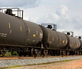 Railway tanker transport train Stock Photo