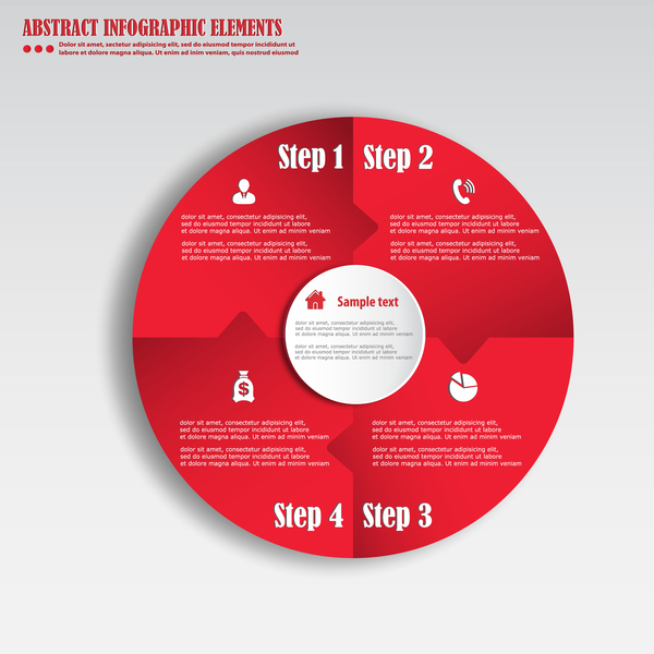 Red circle infographic vector