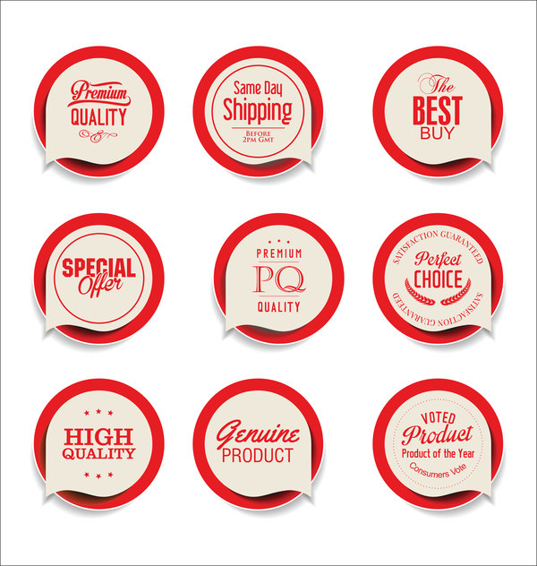 Red sale sticker vector set