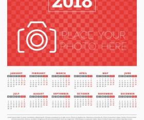 Red styles 2018 calendar with photo vectors 01