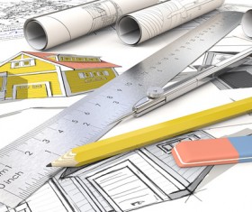 Residential Set Drawing Stock Photo