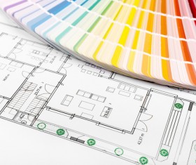 Residential drawings and color cards Stock Photo