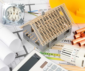 Residential drawings and housing models Stock Photo