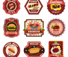 Rest fast food labels vector