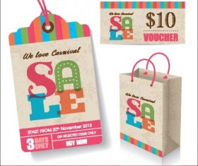 Retro sale tag with bag vector 01