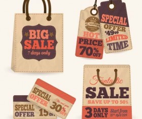 Retro sale tag with bag vector 02