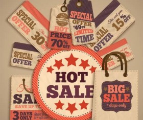 Retro sale tag with bag vector 03