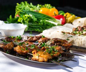 Roasted chicken wings and vegetables HD picture