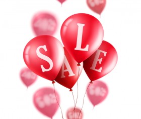 Sale discount with red balloon vector 02