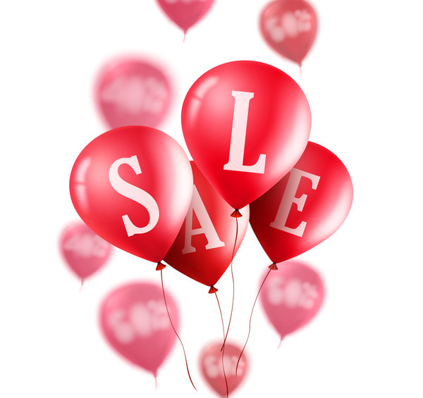 Sale discount with red balloon vector 02